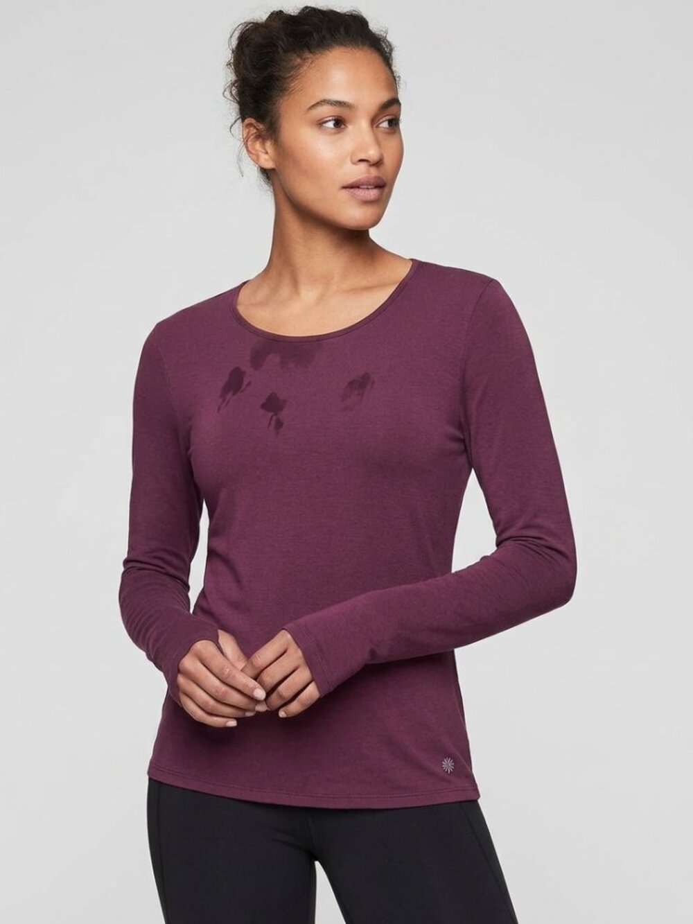 Eileen Fisher Silk Blouse XS women's Long Sleeve Crewneck Top in Plum 100% silk
